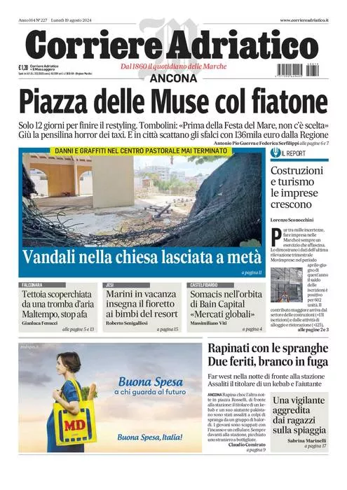 Prima-pagina-corriere adriatico-edizione-di-oggi-19-08-2024